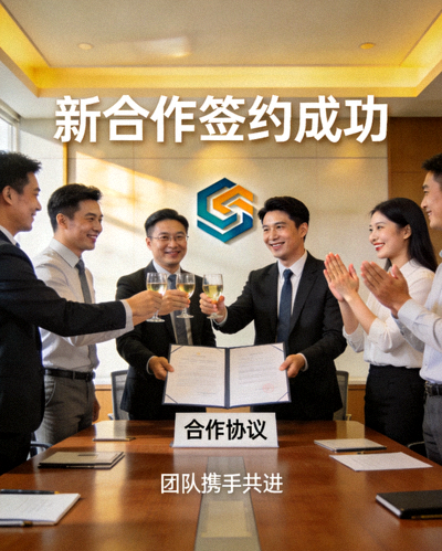公司动态配图 - 团队庆祝新合作签约成功